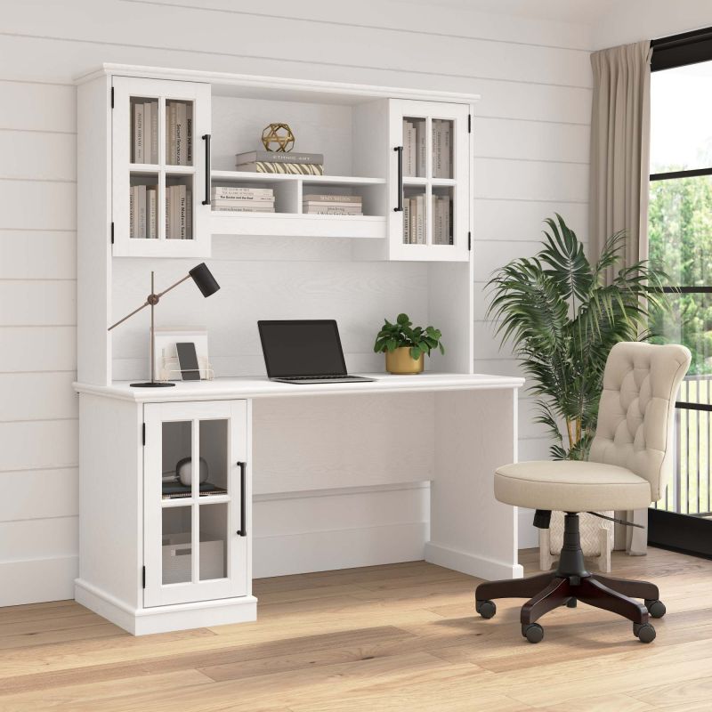 WBK002WAS Westbrook 60W Computer Desk with Hutch in Ash White