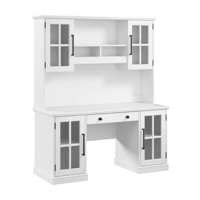 WBK003WAS Westbrook 60W Computer Desk with Hutch and Storage in Ash White