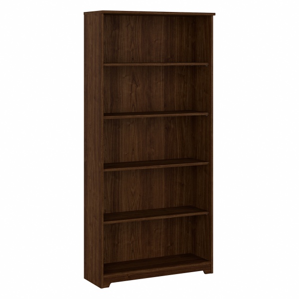 WC31066 Bush Furniture Cabot Tall 5 Shelf Bookcase in Modern Walnut