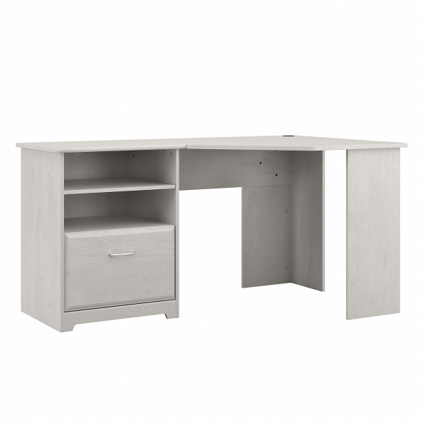 WC31115-03K Bush Furniture Cabot 60W Corner Desk with Storage in Linen White Oak