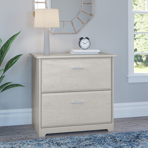 WC31180-03 Bush Furniture Cabot 2 Drawer Lateral File Cabinet in Linen White Oak