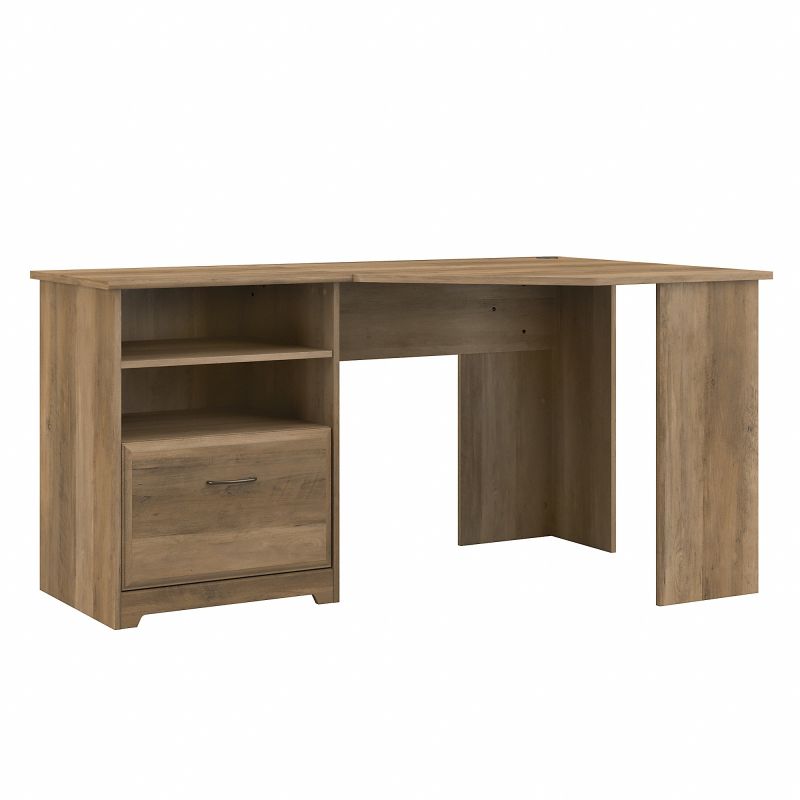 WC31515-03K Bush Furniture Cabot 60W Corner Desk with Storage in Reclaimed Pine
