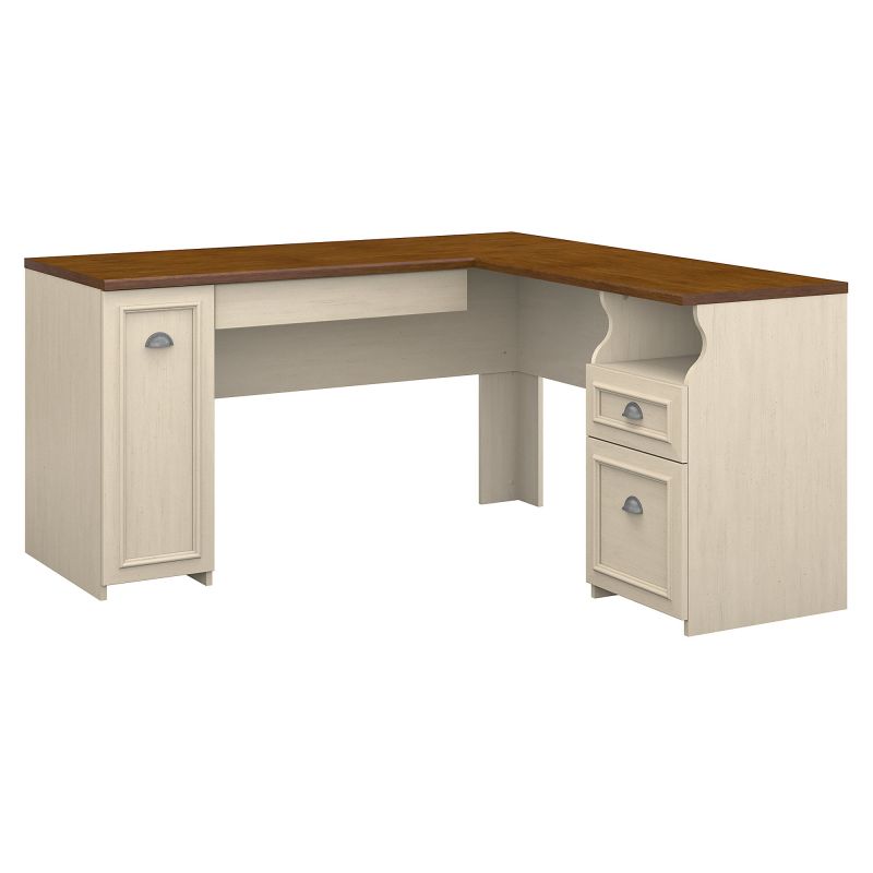L Shaped Desk in Antique White