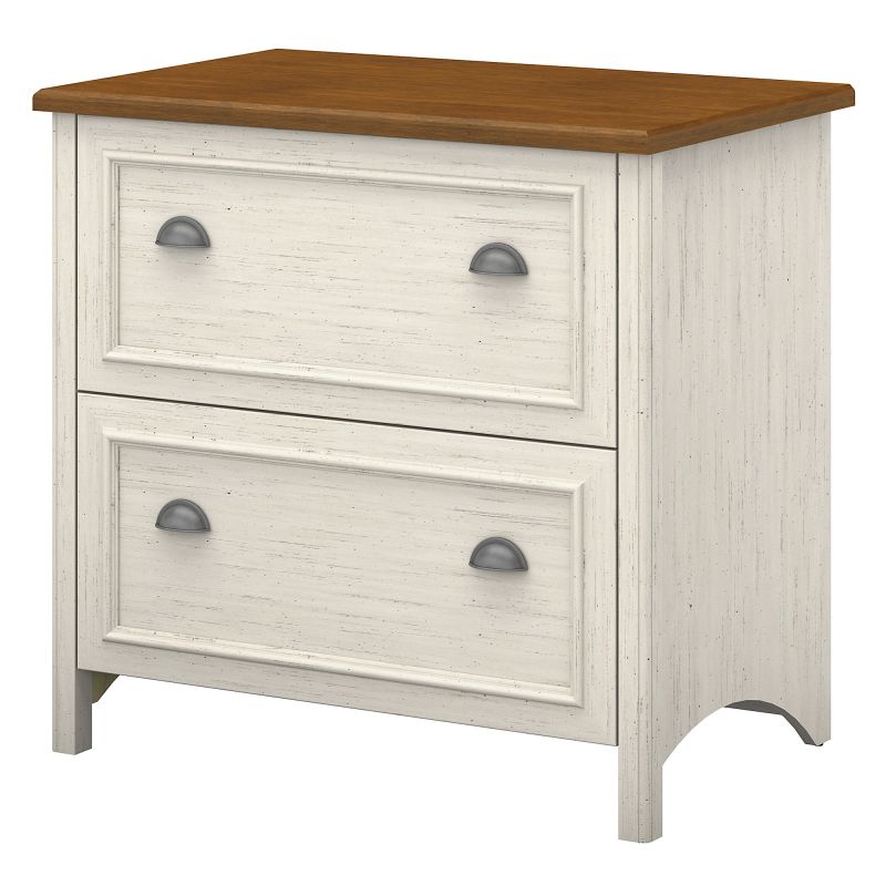 WC53284-03 2 Drawer Lateral File Cabinet in Antique White and Tea Maple