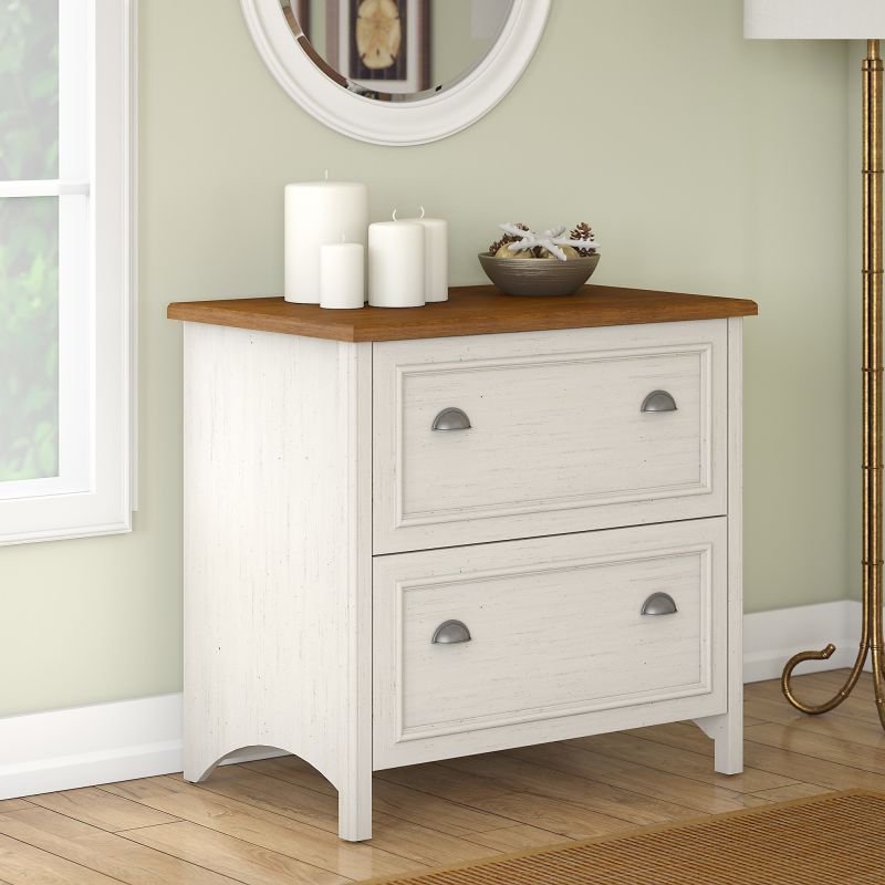 WC53284T 2 Drawer Lateral File Cabinet in Antique White and Tea Maple