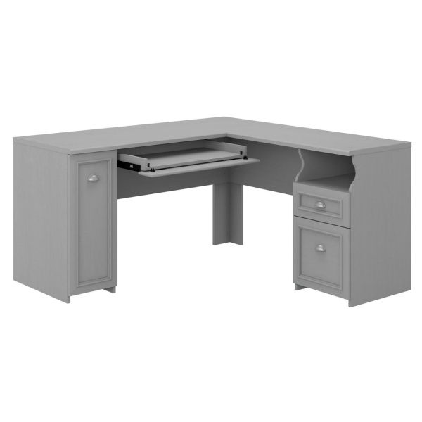 WC53530-03K 60W L Shaped Desk with Drawers and Storage Cabinet in Cape Cod Gray