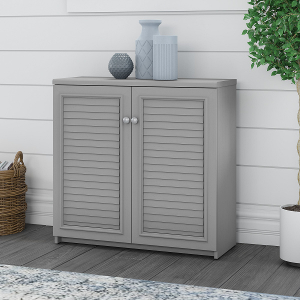 WC53596-03 Small Storage Cabinet with Doors and Shelves in Cape Cod Gray