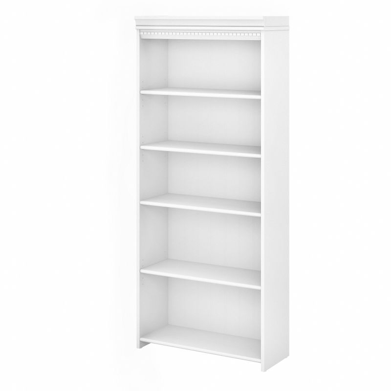 WC53665-03 Bush Furniture Fairview Tall 5 Shelf Bookcase in Pure White