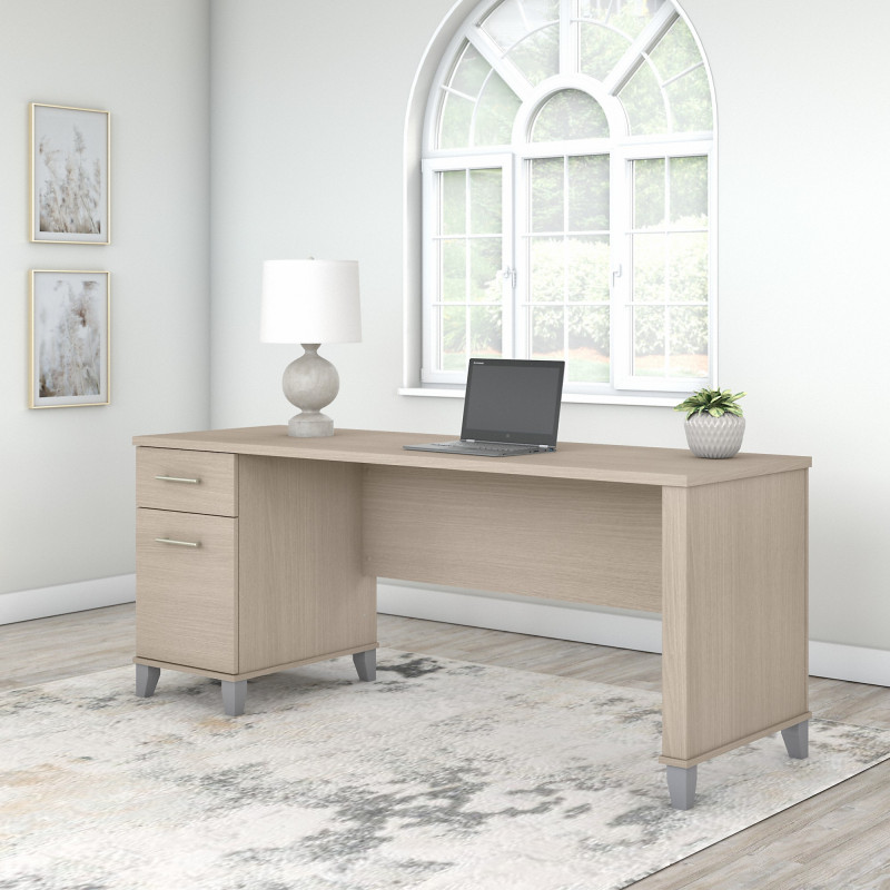 WC81172 72W Single Pedestal Desk Sand Oak