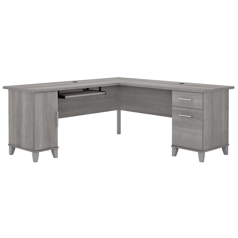 WC81210K 2W L Shaped Desk with Storage in Platinum Gray