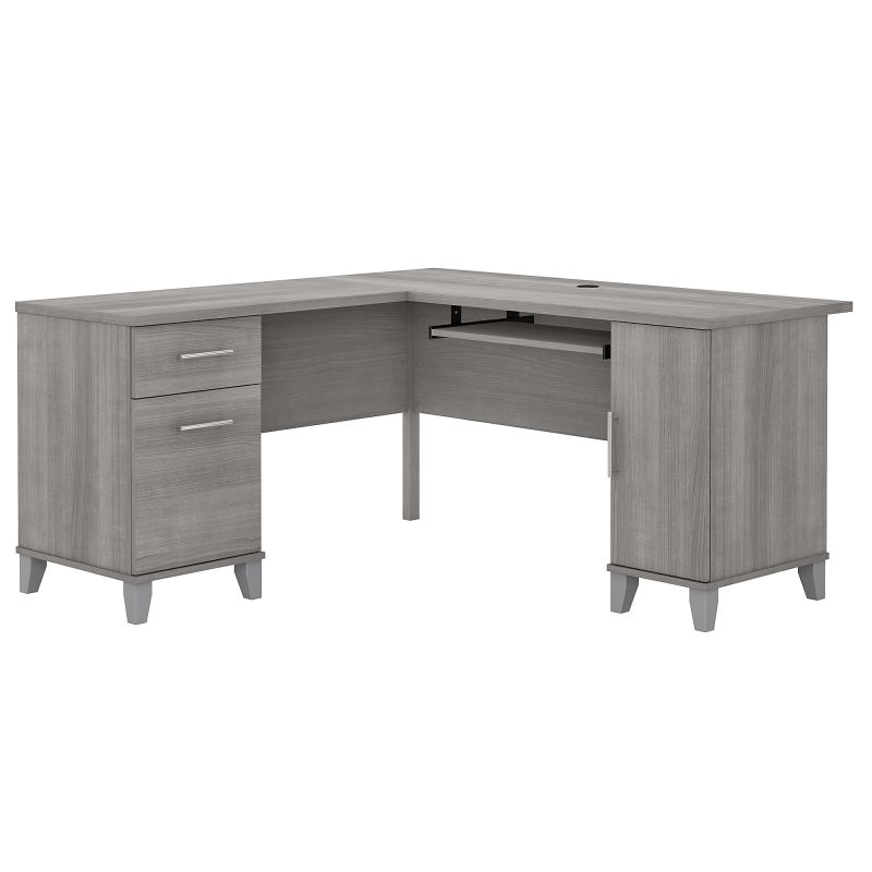 WC81230K 60W L Shaped Desk with Storage in Platinum Gray