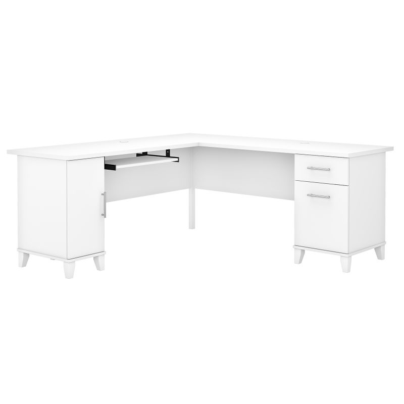 72W L Shaped Desk with Storage in White by Bush