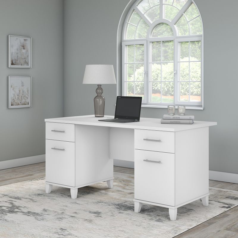 WC81928K 60W Office Desk with Drawers in White