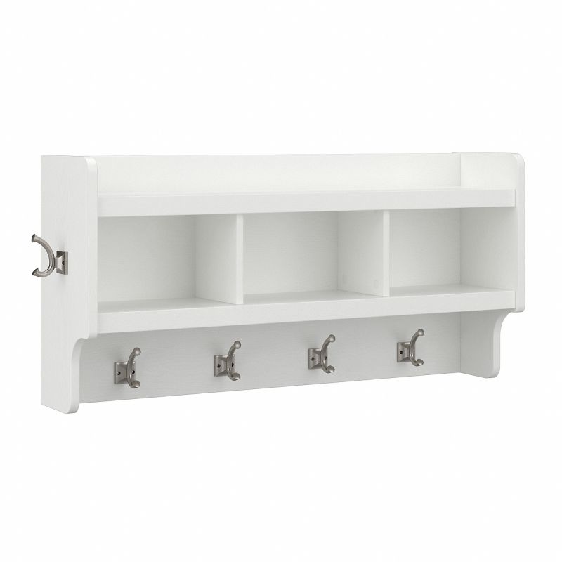 WDH340WAS-03 Woodland 40W Wall Mounted Coat Rack with Shelf in White Ash