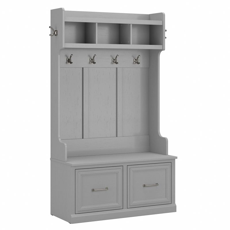WDL001CG Woodland 40W Hall Tree and Shoe Storage Bench with Doors in Cape Cod Gray