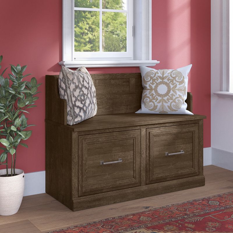 WDL005ABR Woodland 40W Entryway Bench with Doors in Ash Brown
