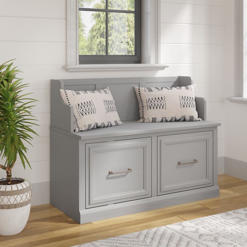 WDL005CG Woodland 40W Entryway Bench with Doors in Cape Cod Gray