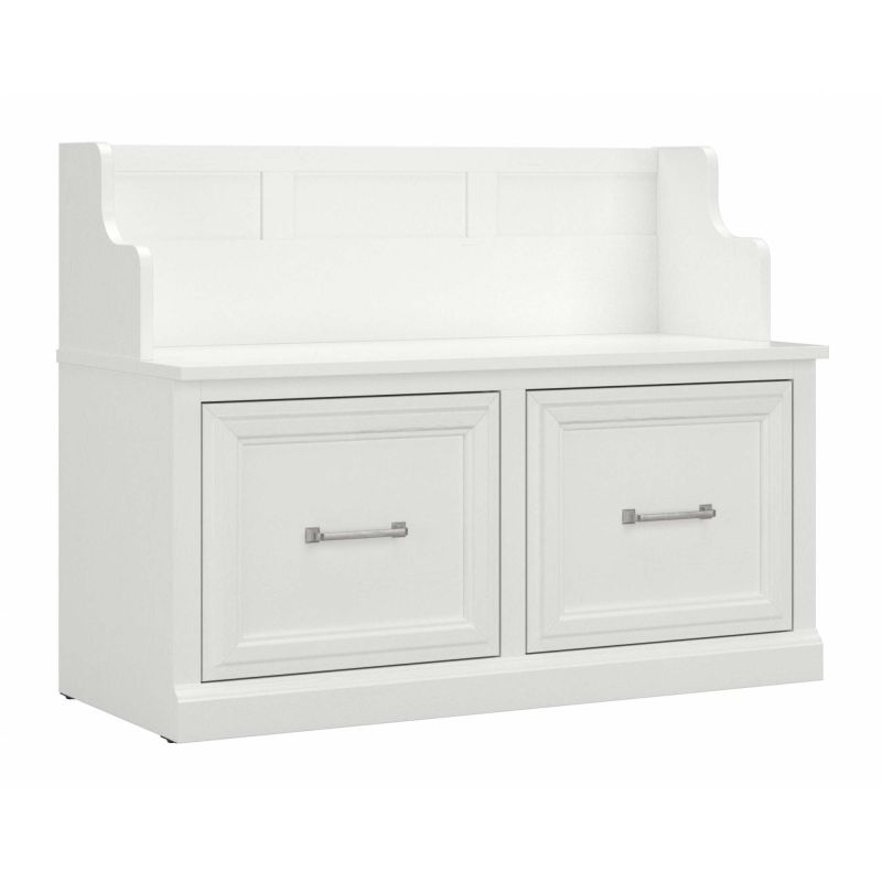 WDL005WAS Woodland 40W Entryway Bench with Doors in White Ash