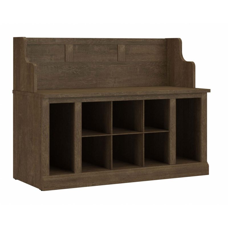 WDL006ABR Woodland 40W Entryway Bench with Shelves in Ash Brown