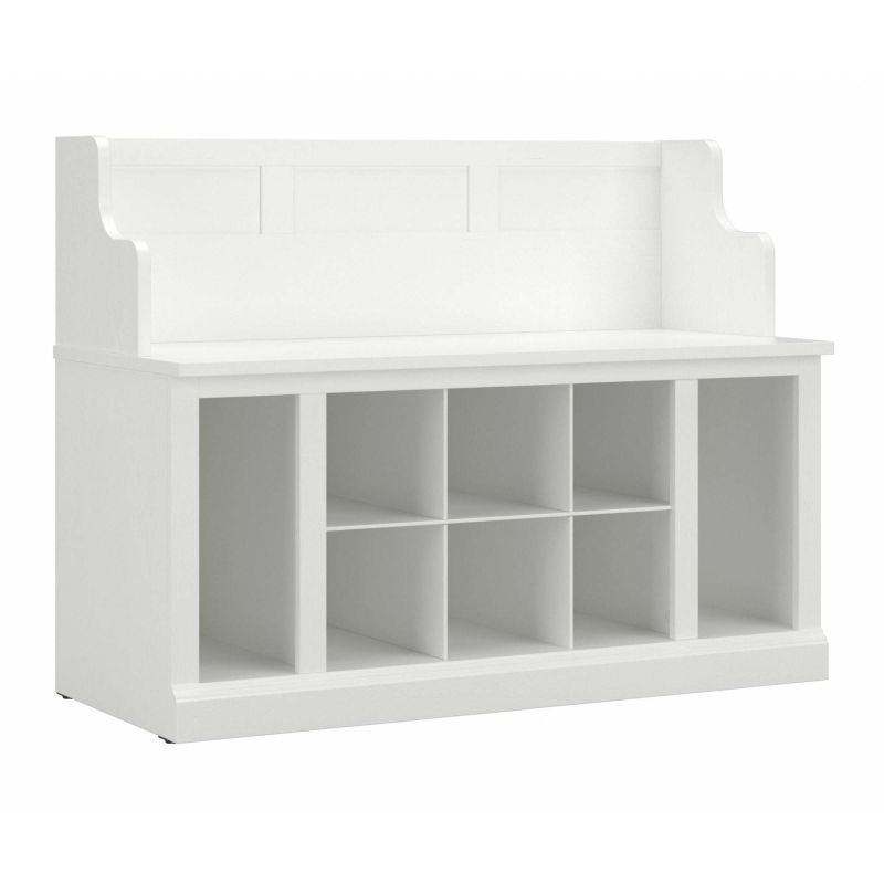 WDL006WAS Woodland 40W Entryway Bench with Shelves in White Ash
