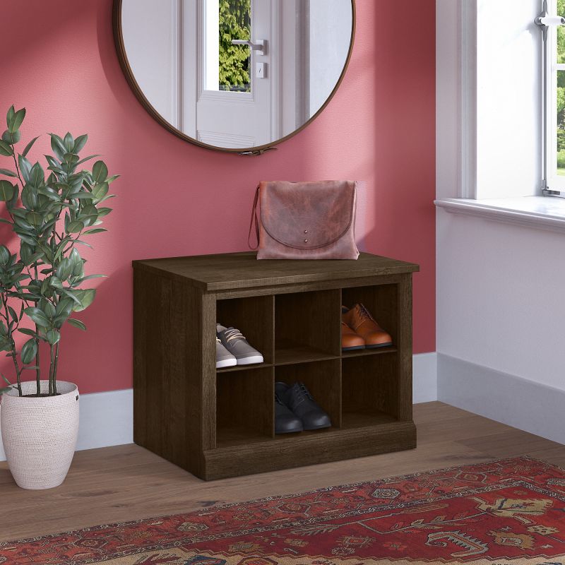 WDS224ABR-03 Woodland 24W Small Shoe Bench with Shelves in Ash Brown