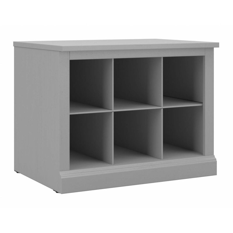 WDS224CG-03 Woodland 24W Small Shoe Bench with Shelves in Cape Cod Gray