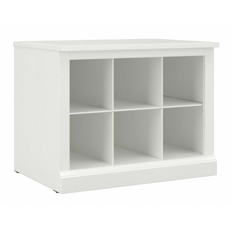WDS224WAS-03 Woodland 24W Small Shoe Bench with Shelves in White Ash