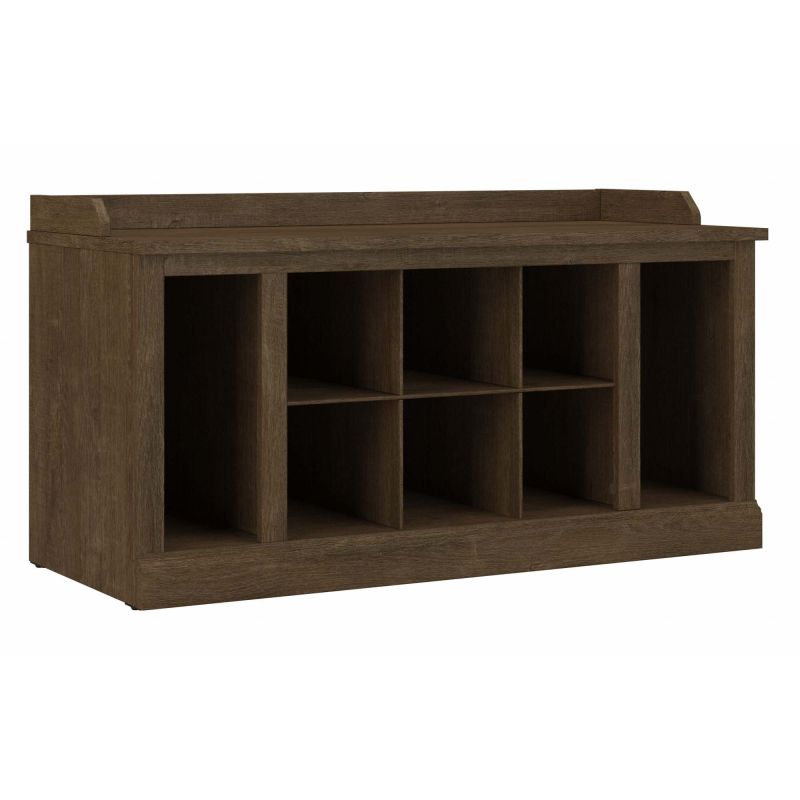 WDS240ABR-03 Woodland 40W Shoe Storage Bench with Shelves in Ash Brown