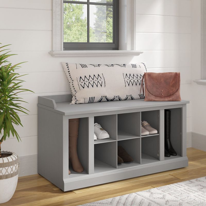 WDS240CG-03 Woodland 40W Shoe Storage Bench with Shelves in Cape Cod Gray