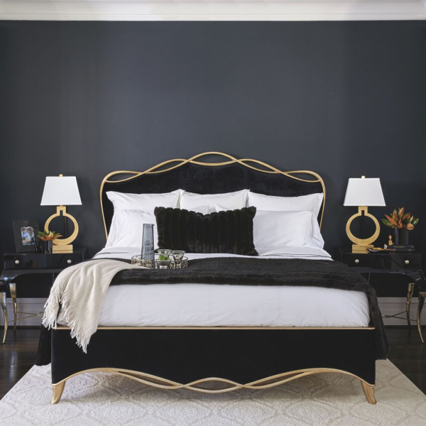 SIG-416-123 Caracole Lillian The Ribbon-Black and Gold King Bed