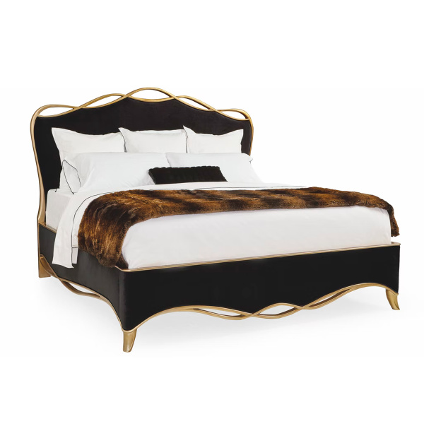 SIG-416-123 Caracole Lillian The Ribbon-Black and Gold King Bed