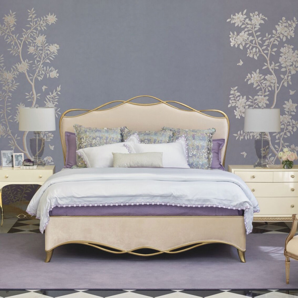 SIG-416-124 Caracole Lillian The Ribbon-Cream and Gold King Bed