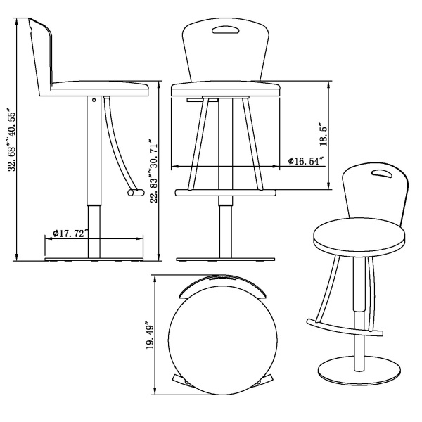 0406 As Chintaly Metal Back Adjustable Height Stool 6