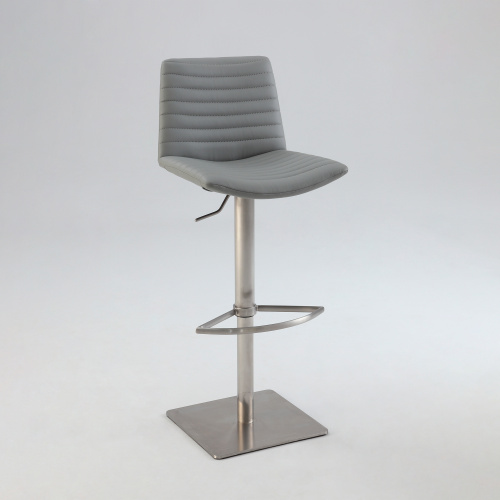 0572-AS-GRY Ribbed Back and Seat Pneumatic-Adjustable Stool