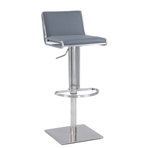 0896-AS-GRY Slanted Backrest Contemporary Pneumatic-Adjustable Gray Stool