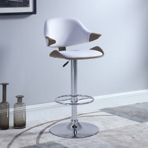 1320-AS-WHT Curved Back Pneumatic-Adjustable Stool