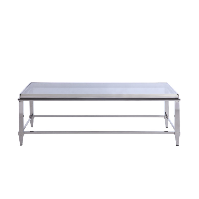 2035-RCT-CT Contemporary Rectangular Cocktail Table  Glass Top & Gray Trim