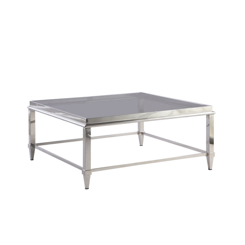 2035 Sq Ct Contemporary Square Cocktail Table Glass Top Gray Trim 1