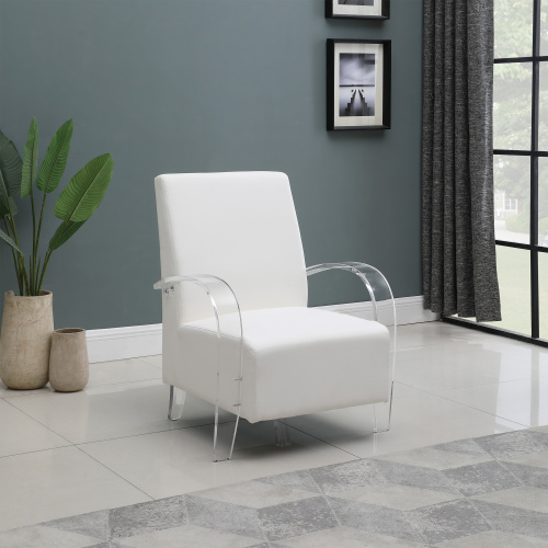 2071-ACC-WHT Solid Acrylic Accent Chair PVC Upholstery