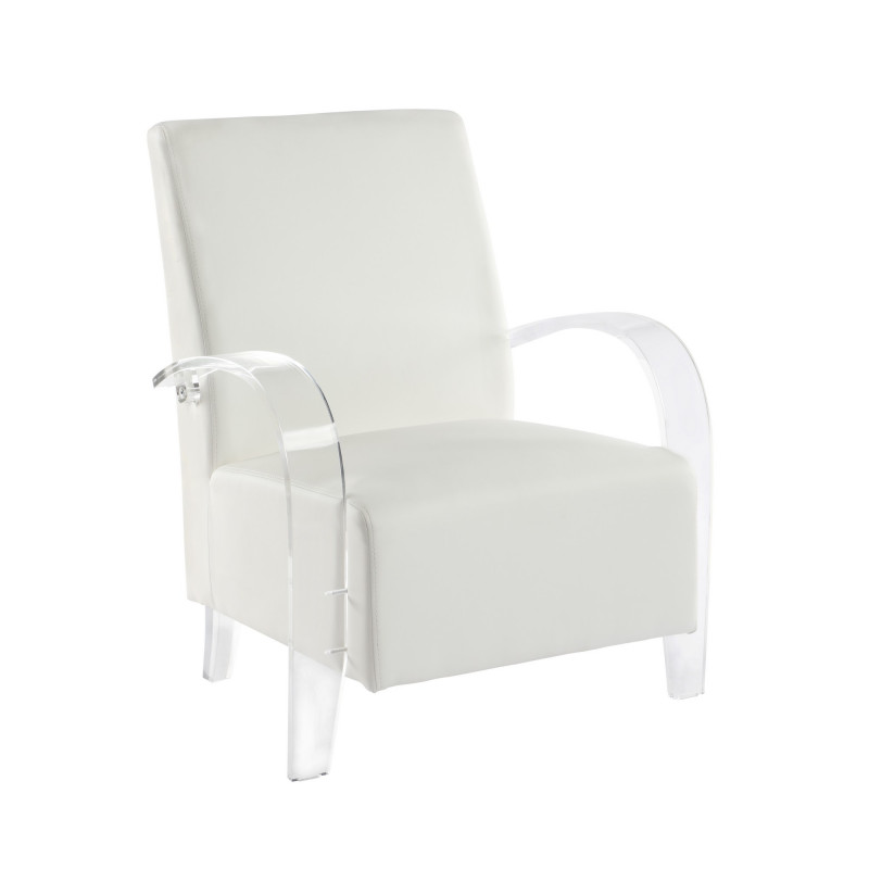 2071-ACC-WHT Solid Acrylic Accent Chair  PVC Upholstery