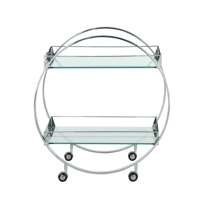 3037 Tc Contemporary Circular Tea Cart Glass Shelves 3