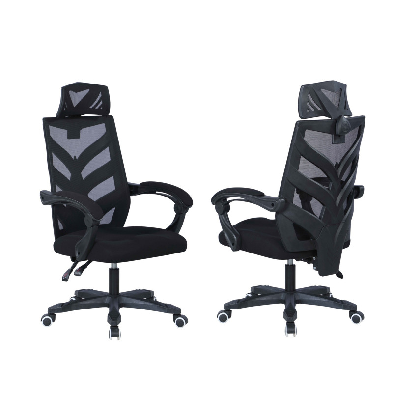 4009 Cch Blk Reclining Computer Chair Headrest Padded Arms 2