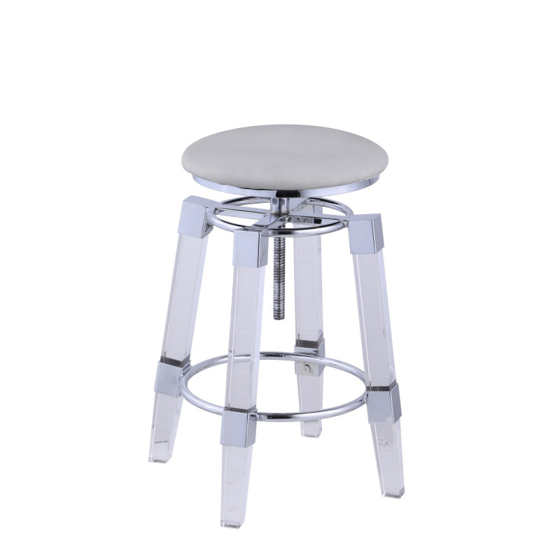 4038 As Gry Contemporary Rotation Adjustable Stool Upholstered Seat 1