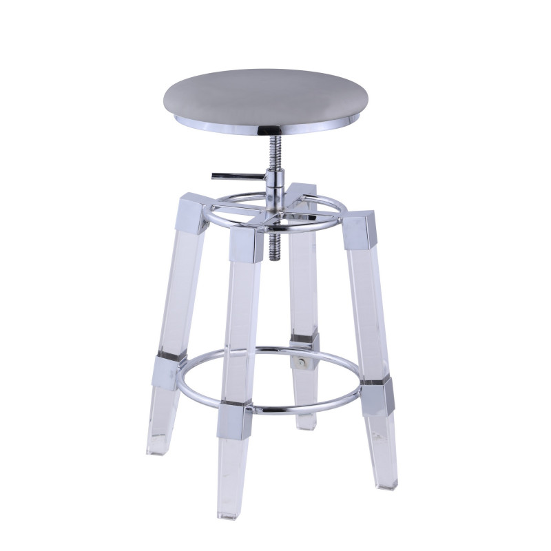 4038-AS-GRY Contemporary Rotation-Adjustable Stool  Upholstered Seat