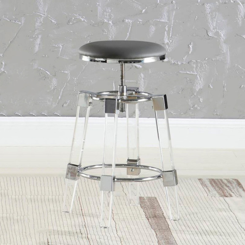 4038-AS-GRY Contemporary Rotation-Adjustable Stool  Upholstered Seat