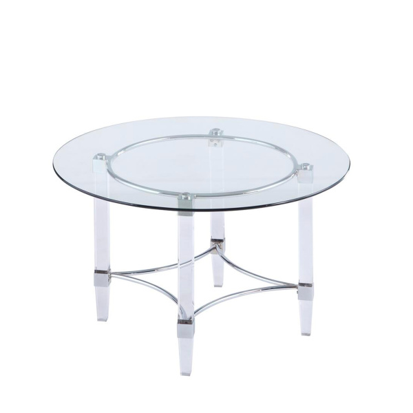 4038-DT Contemporary Round Glass Top Dining Table