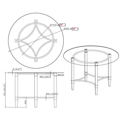 4038 Dt Contemporary Round Glass Top Dining Table 99