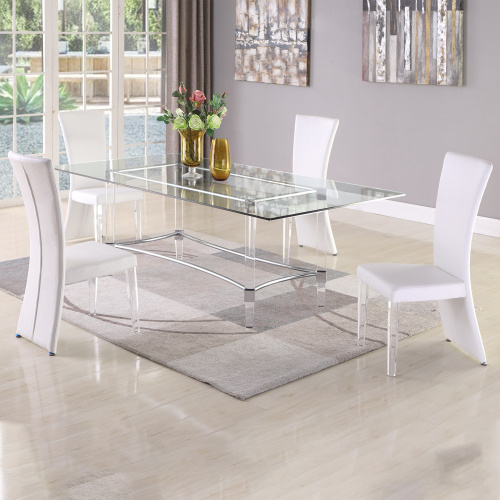 4038-SIENA-RCT3660-5PC Contemporary Dining Set  Rectangular Glass Dining Table & High-Back Side Chairs