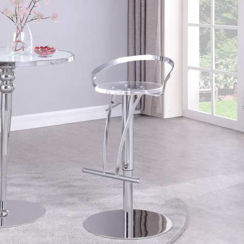 4928-AS-CLR Contemporary Pneumatic-Adjustable Stool  Solid Acrylic Seat