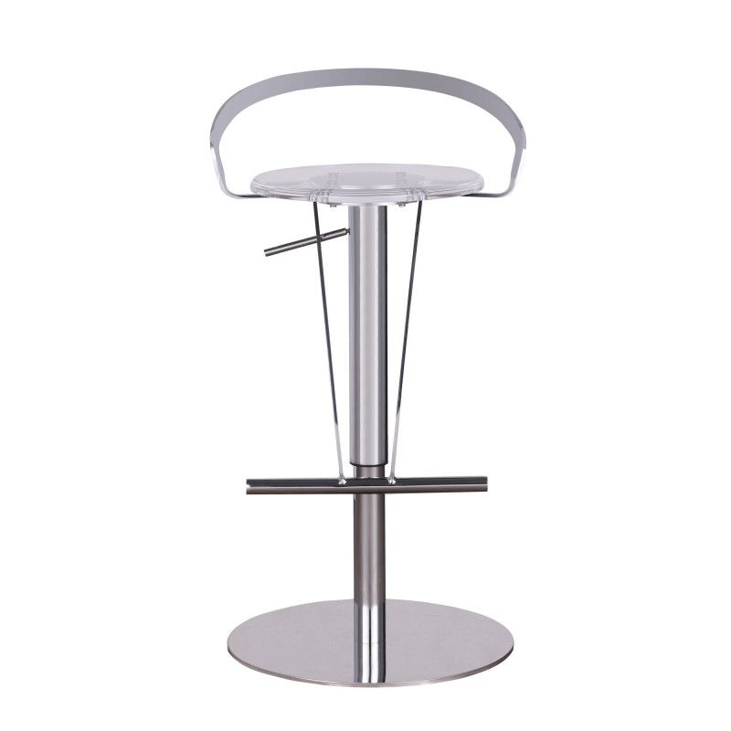 4928 As Clr Contemporary Pneumatic Adjustable Stool Solid Acrylic Seat 4